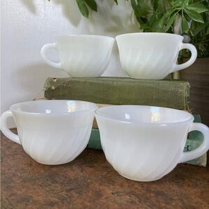 Fire King Milk Glass Swirl Teacups